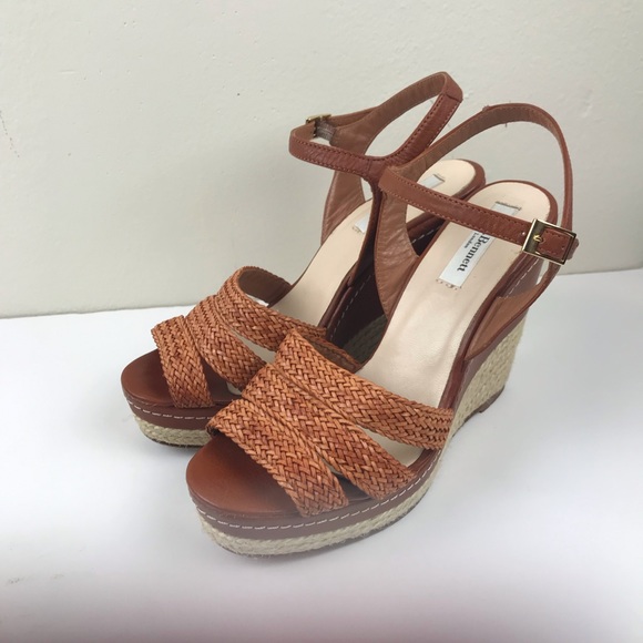 L. K. Bennet Brown Wedge Platform Wicker Sandals - Picture 6 of 6